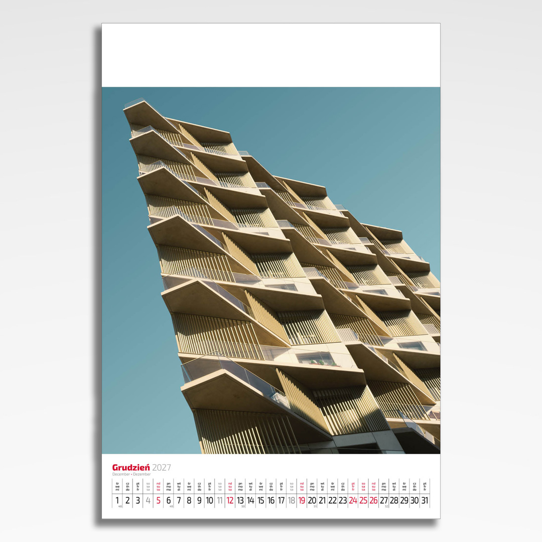 Kalendarz wieloplanszowy Świat Architektury (20szt.) - 15 kalendarz wieloplanszowy świat architektury, plansza grudzień z grafiką tematyczną