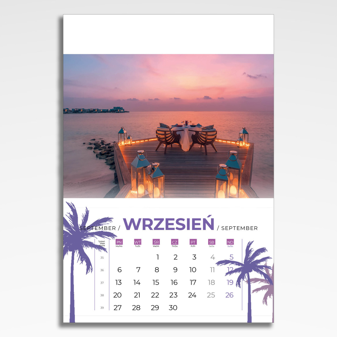 Kalendarz wieloplanszowy Sny Lata (20szt.) - 12 kalendarz wieloplanszowy sny lata, plansza wrzesień z grafiką tematyczną