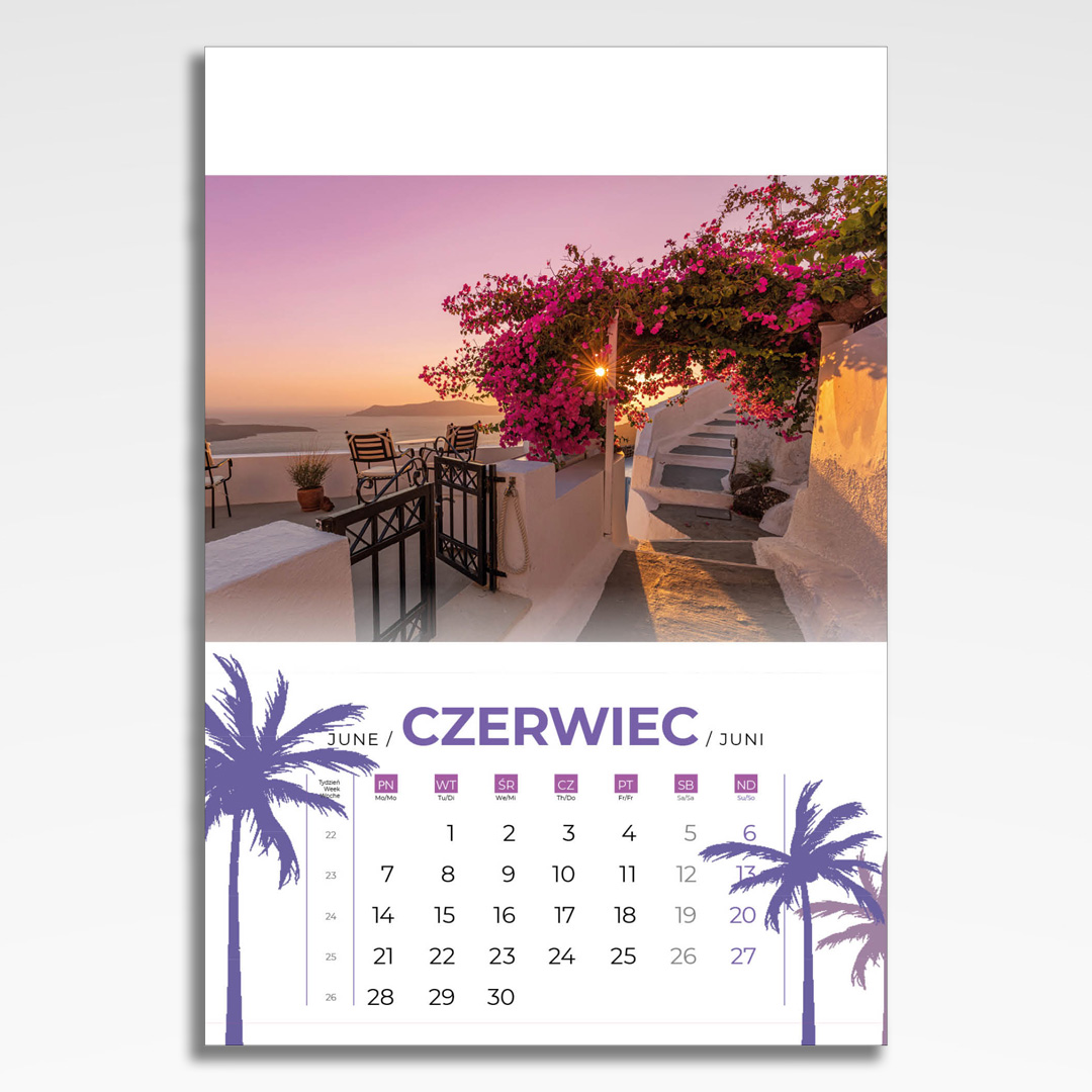 Kalendarz wieloplanszowy Sny Lata (20szt.) - 9 kalendarz wieloplanszowy sny lata, plansza czerwiec z grafiką tematyczną