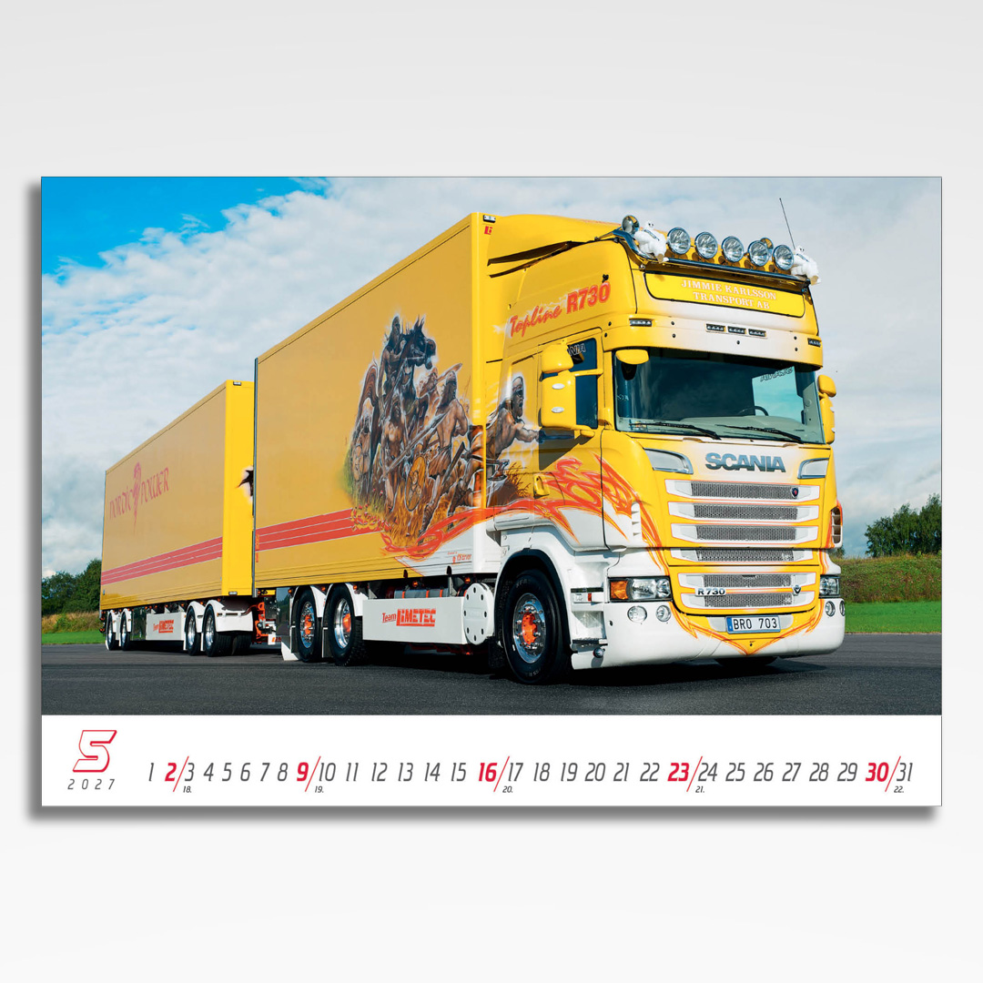 Kalendarz wieloplanszowy Trucks (20szt.) - 8 kalendarz wieloplanszowy trucks, plansza maj z grafiką tematyczną