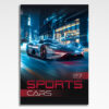 kalendarz wieloplanszowy sports cars, okładka kalendarza z grafiką tematyczną i spiralą Wire-O
