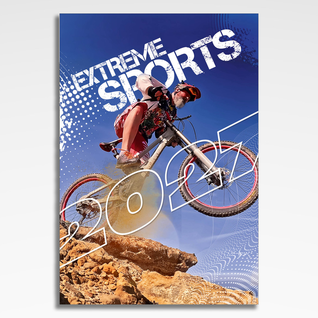 Kalendarz wieloplanszowy Extreme Sports (20szt.) - 3 kalendarz wieloplanszowy extreme sports, okładka kalendarza z grafiką tematyczną i spiralą Wire-O