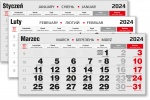Kalendaria trójdzielne czarno-czerwone zdjęcie kompletu